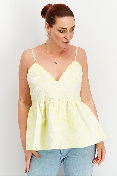 Asos Design Women V-neck Sleeveless Textured Top, Lime