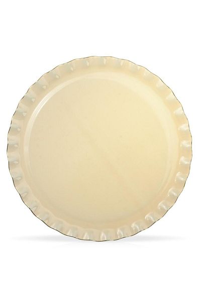 Glore Solid Cream Wavy Gold Gilded Glass Tray