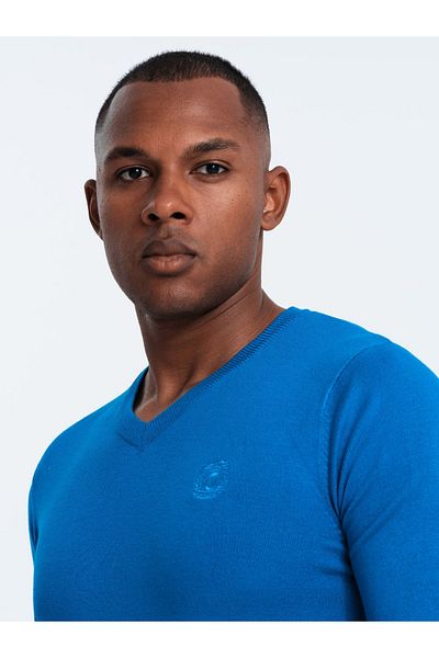 OMBRE Eleganter Herren Pullover mit V-Ausschnitt - blau V19 OM-SWBS-0107 XXL