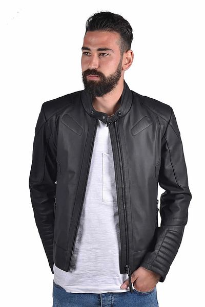 ALİN Kane Men's Black Fit Genuine Leather Jacket Size Measurements Visually