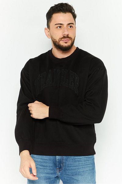 WRANGLER Men Crew Neck Embroidered Sweatshirts, Black