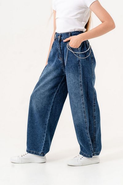 GİYİCEM TEKSTİL 2160 Model Girl's Chain Long Jeans