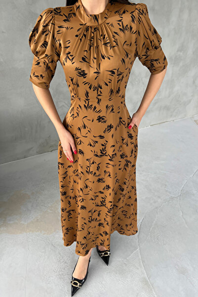 Seda Yalçın Atelier Brown Movale Belted Satin Dress