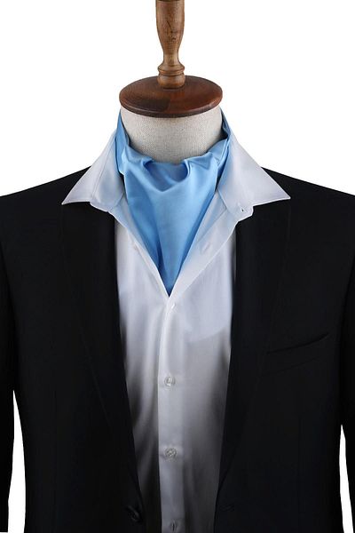 Kravatkolik Light Blue Plain Ascot Scarf K569