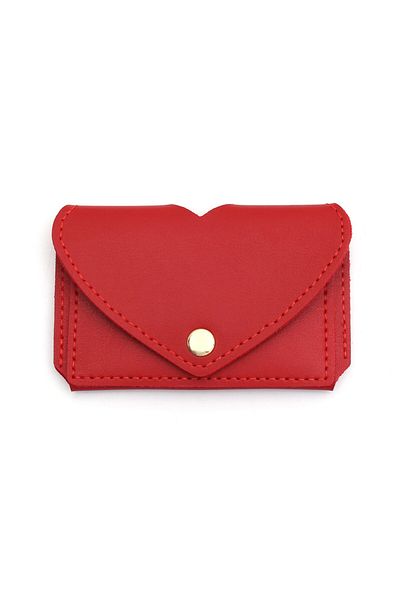 Womancraft Red Card Holder - Women's Heart Wallet and Accessory with Card Compartment