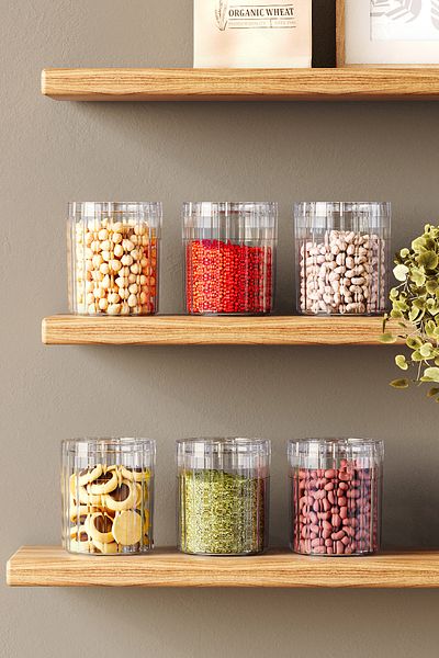 Pufwin Home Multi-Purpose Spice Pulses Food Storage Container Set with 6 Lids Round 700ml