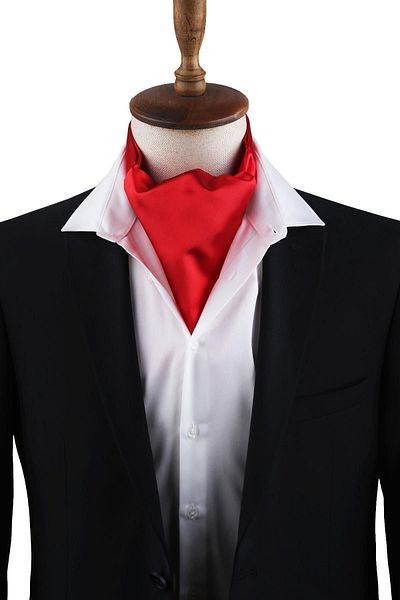 Kravatkolik Red Plain Ascot Scarf K573