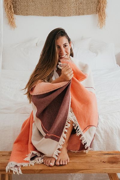 Pamukme COTTON THROW BLANKET- BORDEAUX BLISS BORDEAUX