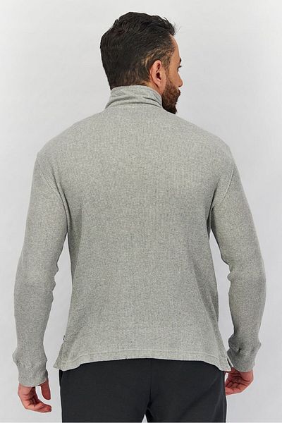 Chaps Men High Neckline Long Sleeve Textured Sweater, Grey