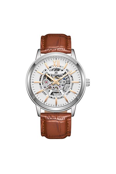 Kenneth Scott Kenneth Scott K24323-SLDWK Men Automatic  Display Watch & Leather  Strap Brown