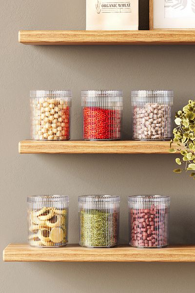 Pufwin Home Multi-Purpose Spice Pulses Food Storage Container Set with 6 Lids Round 700ml