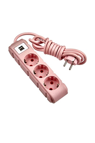 UFO Grup Priz 2 Mt Usb Li Pembe