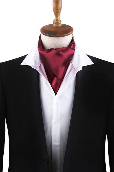 Kravatkolik Claret Red Plain Ascot Scarf K571