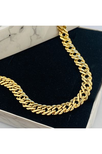 Kyver Women's Chain Bracelet Vintage Imprint Tarnish-Free Xuping Vip Series 14K Gold 19cm