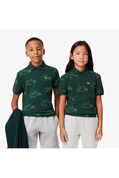 Lacoste Çocuk Baskılı Koyu Yeşil Polo