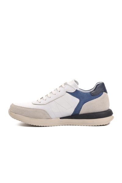 AYAKMOD Ανδρικά παπούτσια casual από γνήσιο δέρμα White-Navy Blue
