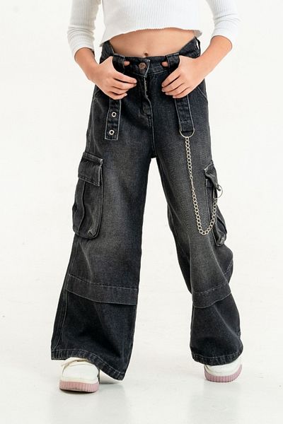 GİYİCEM TEKSTİL Girl's Chain Jeans 2175