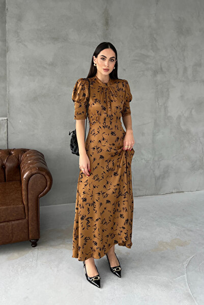 Seda Yalçın Atelier Brown Movale Belted Satin Dress