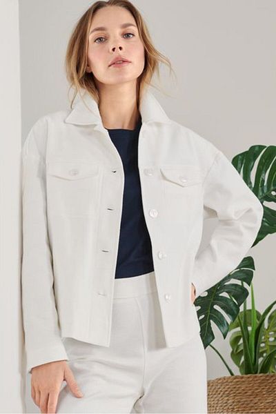 Tchibo Women Textured Long Sleeve Jacket, White