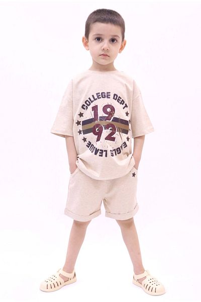 BALKABAĞI Boy's Summer Suit - Coffee with Shorts, 2-8 Years, Mtye0043