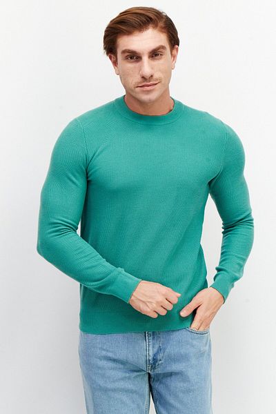CELIO Men Crew Neck Long Knitted Sweaters, Green