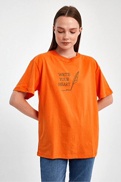 yakamor Μπλουζάκι Unisex oversized με τύπωμα με λαιμόκοψη