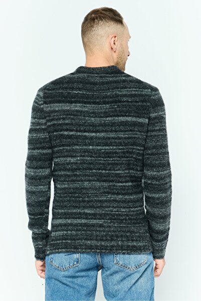 Michael Kors Men Crew Neck Long Sleeve Textured Sweater, Charcoal
