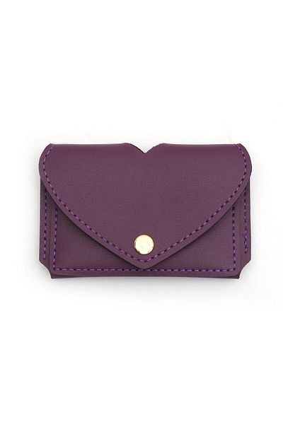 Womancraft Women's Card Holder Heart Wallet Purple Card Compartment Accessory