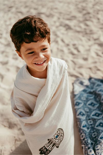 Pamukme COTTON BEACH TOWEL - FATIMA DESIGN BLACK