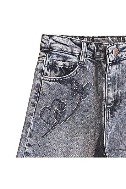 Little Star Kız Çocuk Kelebek Nakışlı Jean Pantolon