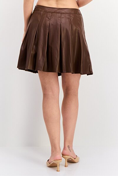 Threadbare Women Plain Mini Skirt, Brown