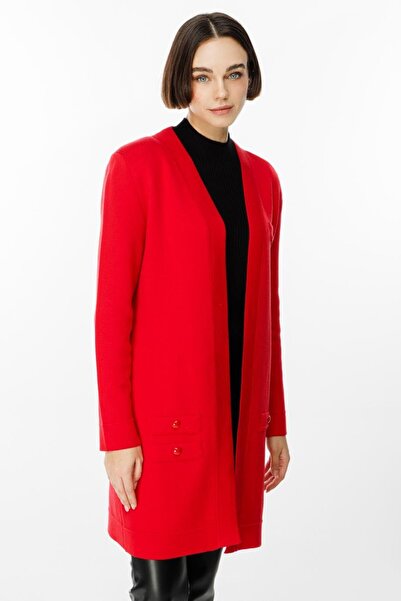 ON Red Women's Long Cardigan with Heart and Staple Detail 49906-2K5 49906-2K5