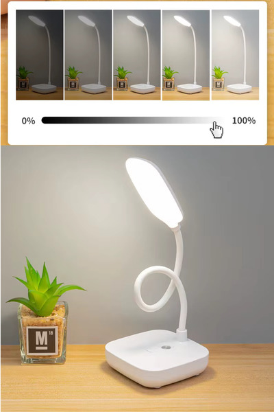 Genel Markalar Kablosuz Şarjlı Dokunmatik 16 LED Masa Lambası Ders Çalışma Okuma Işığı Dimmer Ayarlı