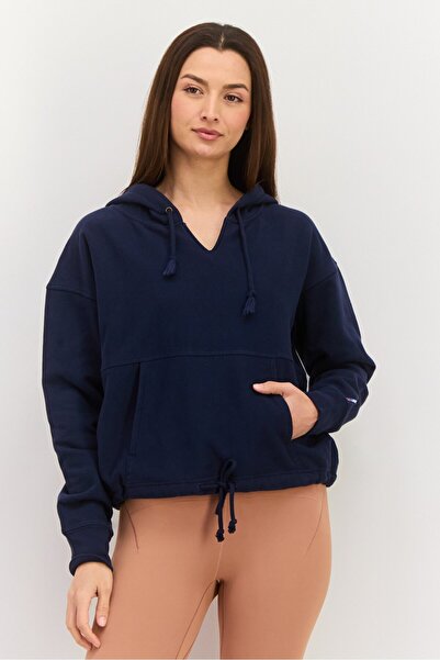 Champion سويت شيرت رياضي نسائي بأكمام طويلة مناسب للتدريب، أزرق داكن