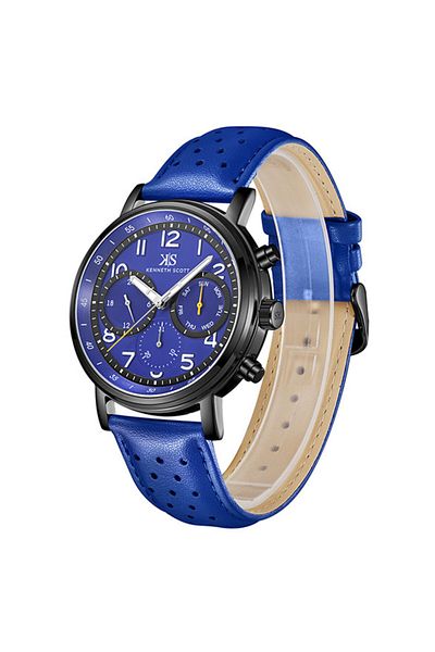 Kenneth Scott Kenneth Scott K24119-BLNN Men Analog Display Watch & Leather  Strap Blue