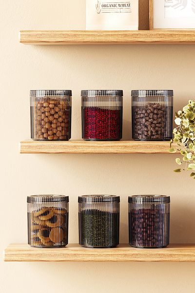 Pufwin Home Multi-Purpose Spice Pulses Food Storage Container Set with 6 Lids Round 700ml