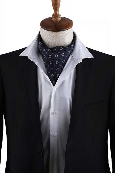 Kravatkolik Navy Blue Motif Pattern Men's Scarf K599