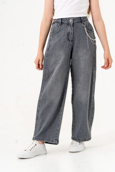 GİYİCEM TEKSTİL Girls' Jeans with Snap Chain