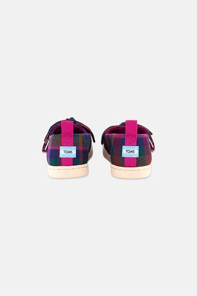 Toms Toddlers Girl Velcro Plaid Casual Shoes, Purple Combo