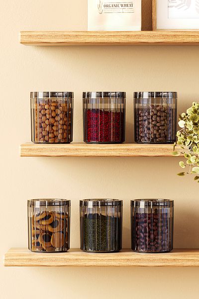 Pufwin Home Multi-Purpose Spice Pulses Food Storage Container Set with 6 Lids Round 700ml