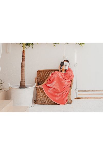 Pamukme COTTON THROW BLANKET- NAUTICAL SERENITY RED
