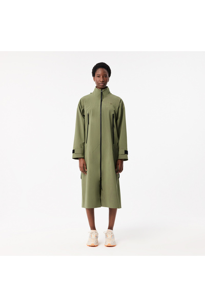 Lacoste Kadın Oversize Fit Kapüşonlu Haki Trençkot