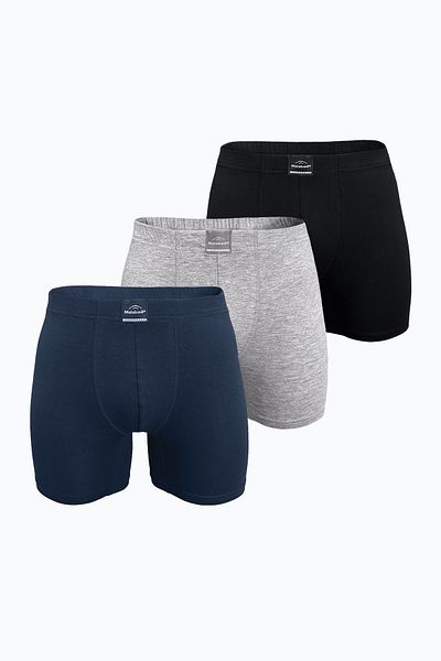 Malabadi Ανδρικά 3 τεμάχια Μαύρο Γκρι Smoked Premium Collection Modal Long Boxer 3M250