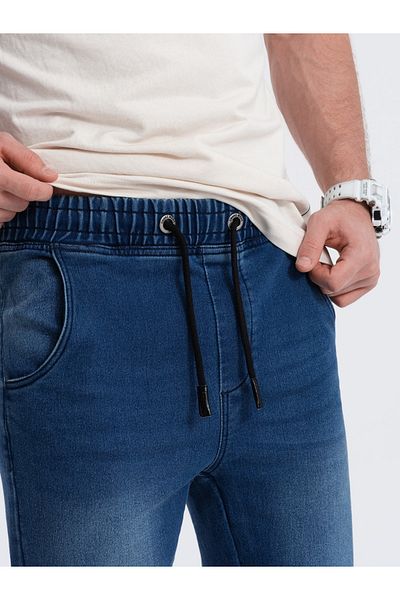 OMBRE Pantaloni din denim JOGGER SLIM FIT pentru bărbați - albastru închis V3 OM-PADJ-0134 XXL