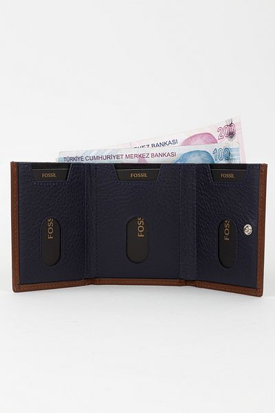 Fossil Boxed Genuine Leather Tan Unisex Hand Portfolio Card Holder Wallet