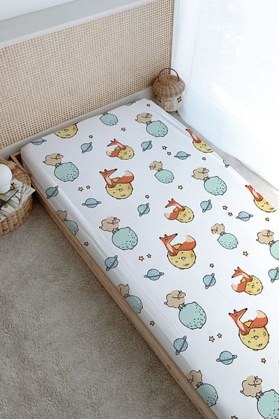 Tuğba Kuğu Pure Baby Series'Little Prince' Printed Flat Sheet