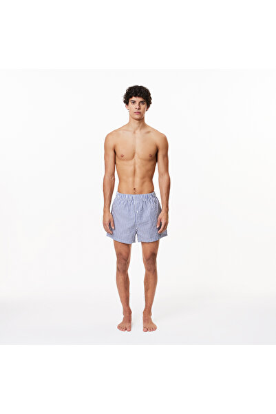 Lacoste Erkek Çizgili 3'lü Mavi Boxer