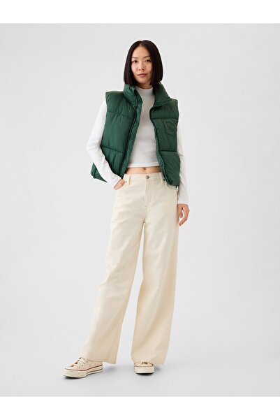 GAP KadınGap Logo Geri Dönüştürülmüş Crop Puffer Şişme Yelek