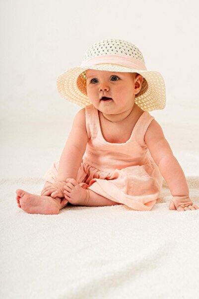 Chicsy Baby Tatlı Fitilli Şapkalı Fiyonklu Kız Bebek Elbisesi
