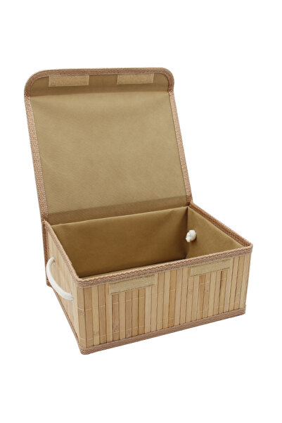 Forever Kapaklı Doğal Bambu Sepet Organizer 27x21x12cm